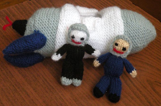 knitted space shuttle astronauts