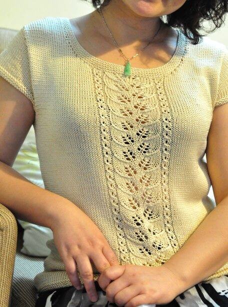bluza tricotata cu model frunze